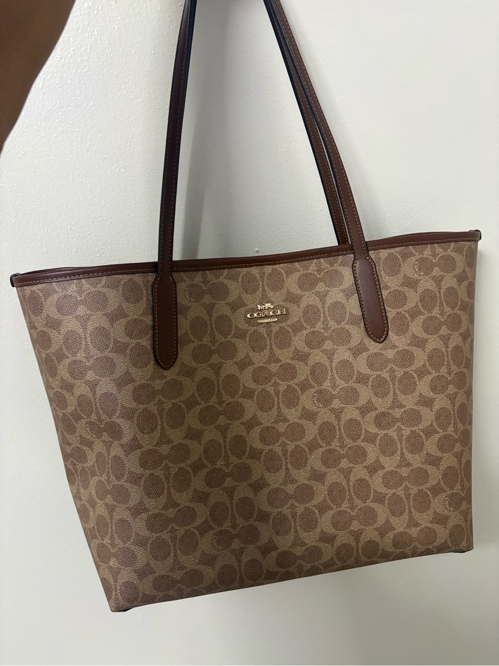 Coach Tan/Brown Signature Canvas Tote